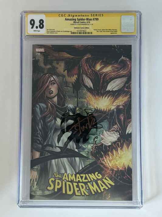 Amazing Spider-Man #799 Signed by Tyler Kirkham Exclusive Variant CGC 9.8 SS Yellow Label 📕 Unknown Comics