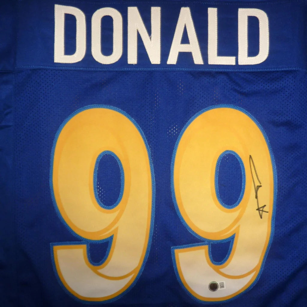 Autographed Los Angeles blue football jersey with Donald 99