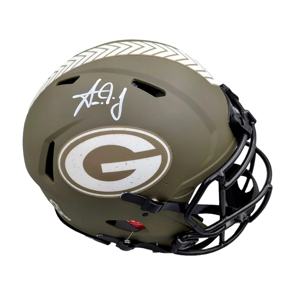 Aaron Jones signed full size salute to service authentic Green Bay Packers helmet