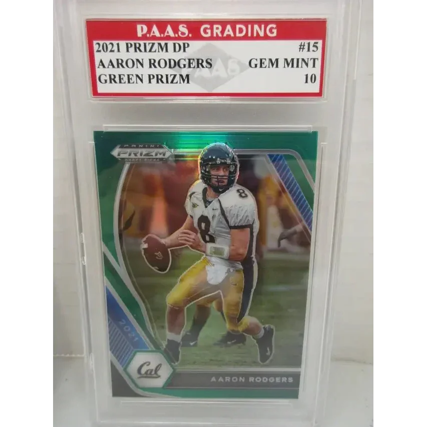 Aaron Rodgers Packers Prizm Draft Picks Green Graded Football Card for collectors