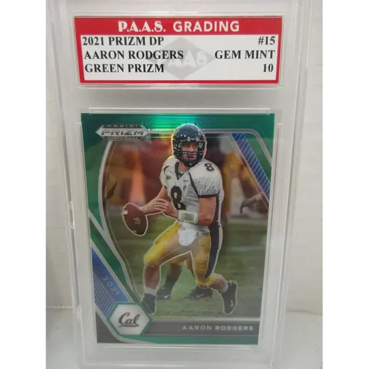 Aaron Rodgers Packers Prizm Draft Picks Green Graded Football Card for collectors