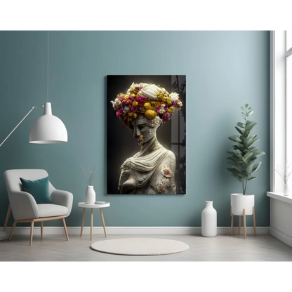 Floral Crown Statue Canvas Wall Art Print | Contemporary Home Wall Art | vintageantiquesgifts.com