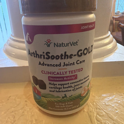 NaturVet ArthriSoothe-GOLD Advanced Joint Care for Dogs & Cats 180 Soft Chews