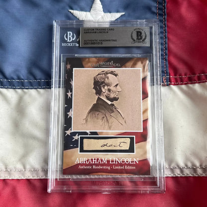 Abraham Lincoln legal document authentic handwriting card with flag
