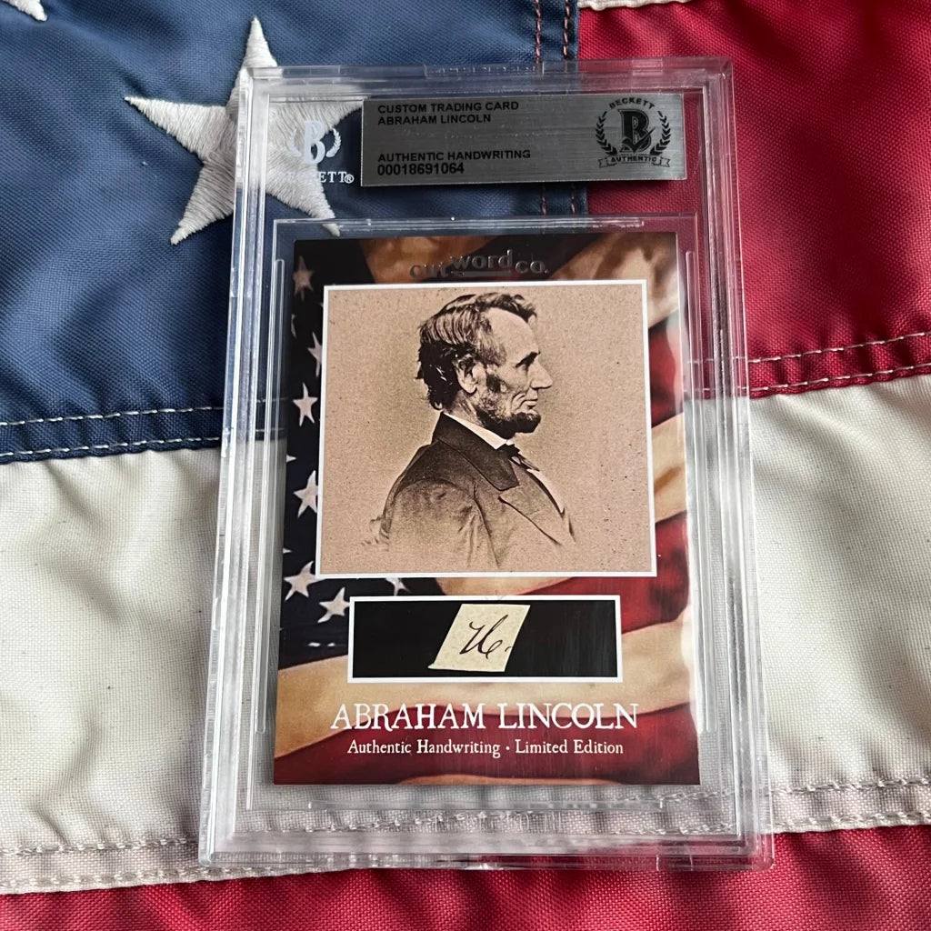 Abraham Lincoln legal document card with black and white portrait in clear plastic