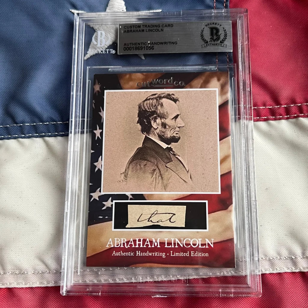 Limited edition Abraham Lincoln legal document card with handwriting