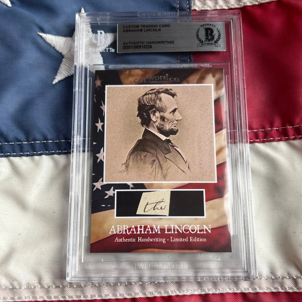Abraham Lincoln legal document authentic handwriting card in protective case