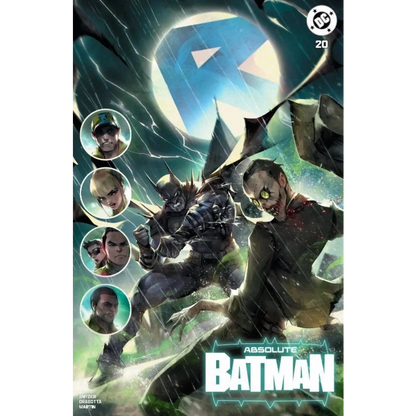 Batman in dark gray armored suit with spiked cowl battles undead under blue moon ivan tao exclusive absolute batman