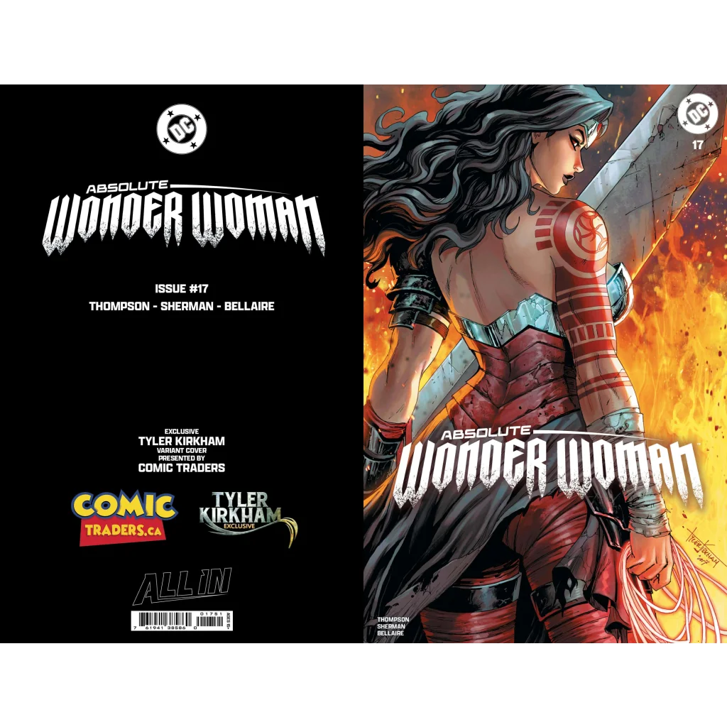 Red and gold Wonder Woman by Tyler Kirkham exclusive variant cover