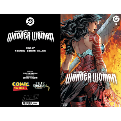 Red and gold Wonder Woman by Tyler Kirkham exclusive variant cover