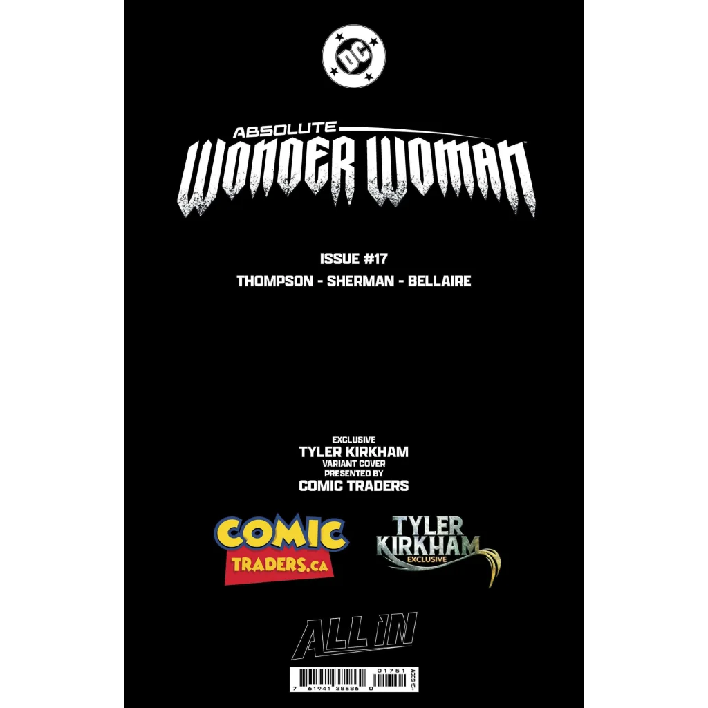 Tyler Kirkham exclusive variant of Absolute Wonder Woman #17 black cover