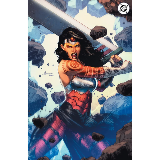 Absolute wonder woman #21 jay anacleto exclusive variant cover featuring wonder woman in red blue gold armor and silver tiara