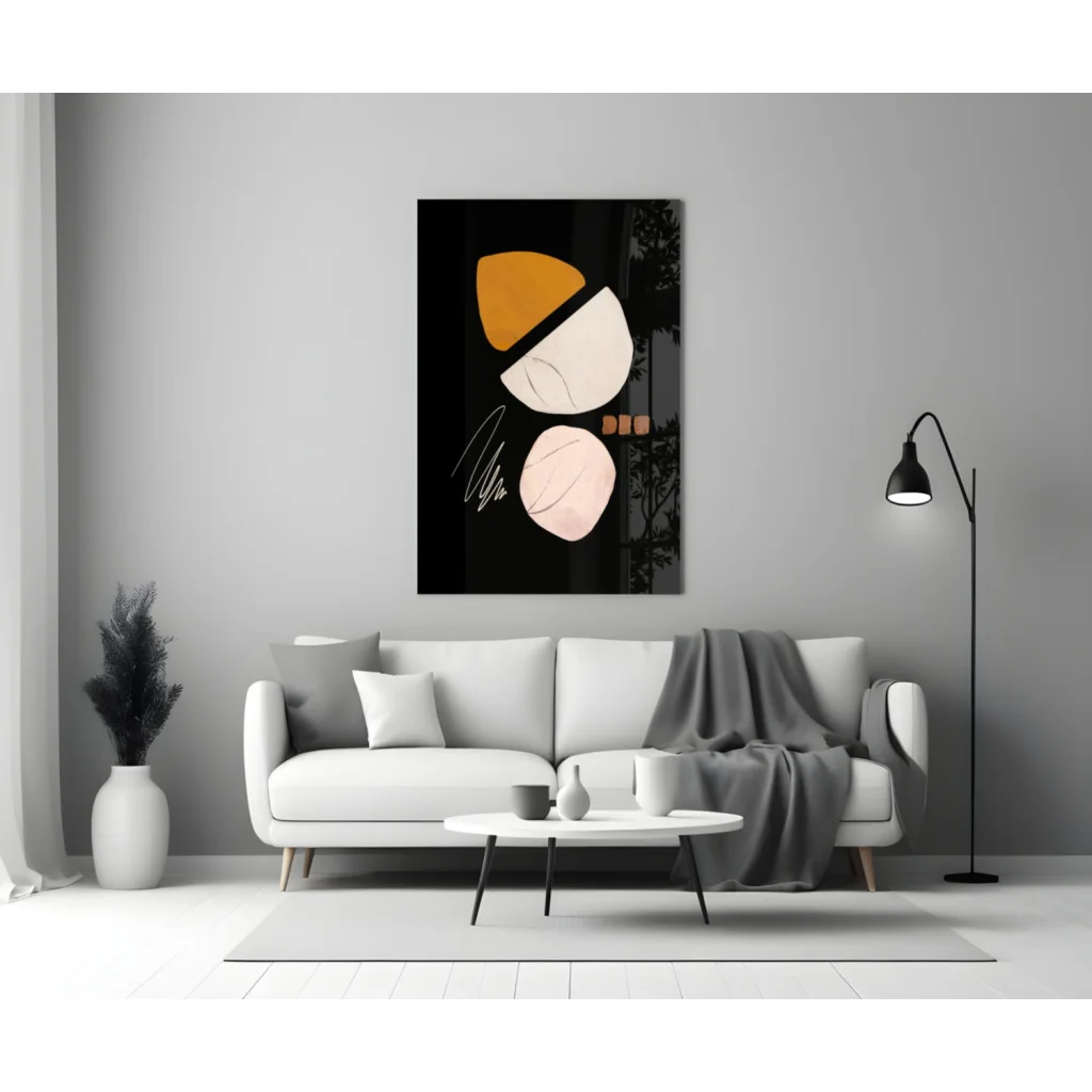Bold Geometric Glass Wall Art in Orange and Blush Tones | Modern Wall Art Decor | vintageantiquesgifts.com