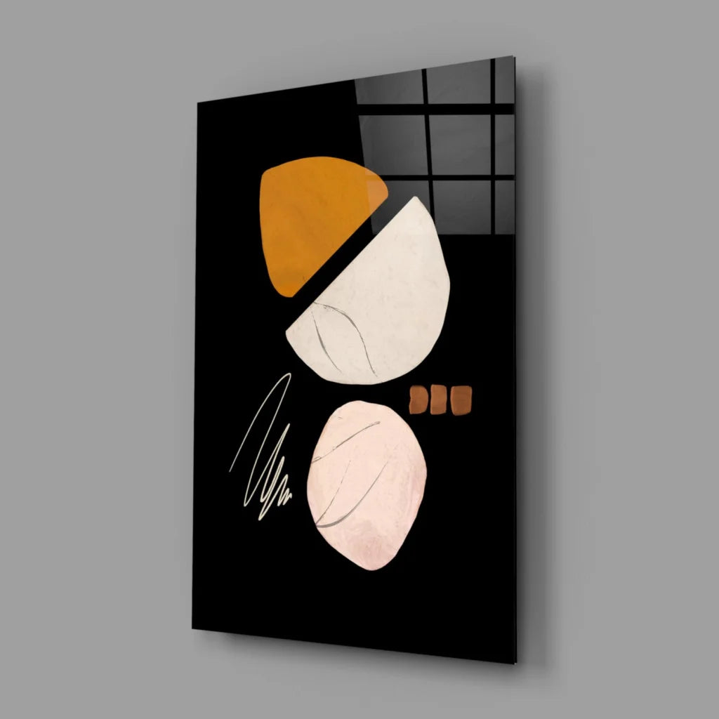 Bold Geometric Glass Wall Art in Orange and Blush Tones | Glass Wall Art Print | vintageantiquesgifts.com