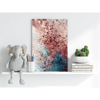 Abstract rose gold and teal marbled painting on Insigne aluminum prints