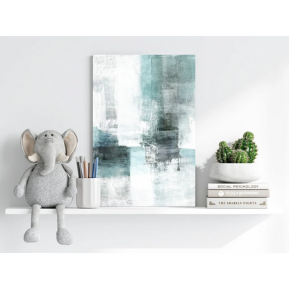 Stunning teal abstract insigne aluminum print with textured brushstrokes