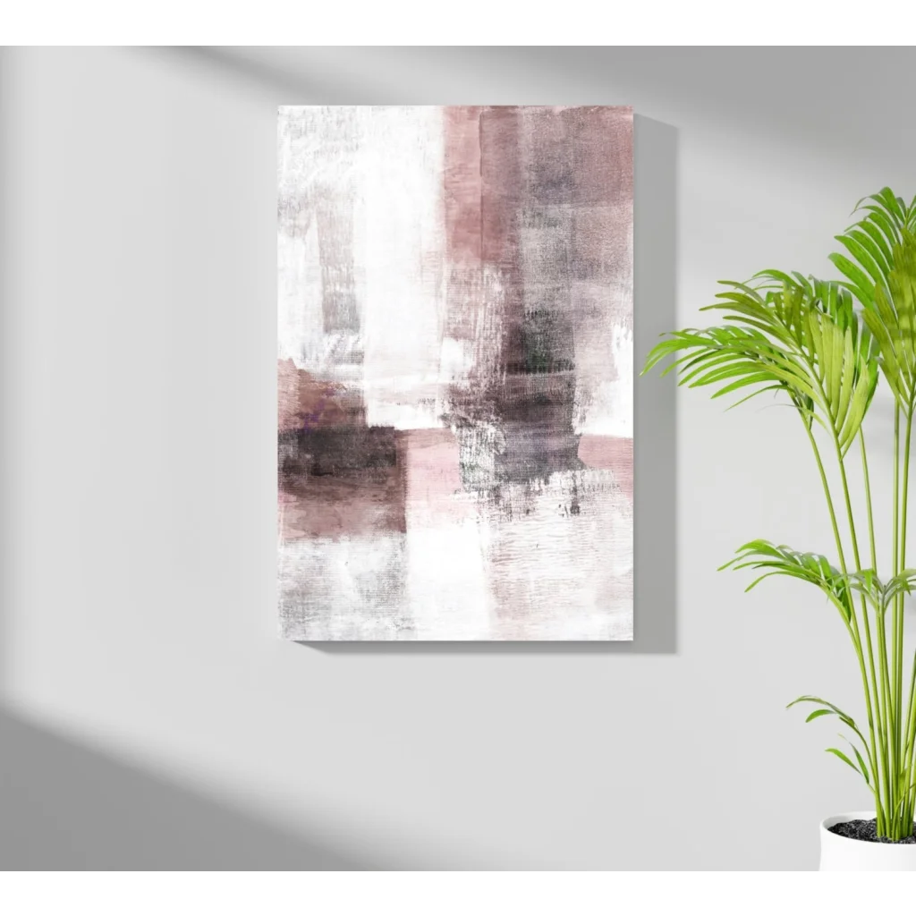 Abstract blush pink and gray insigne aluminum print, 16x11 inch