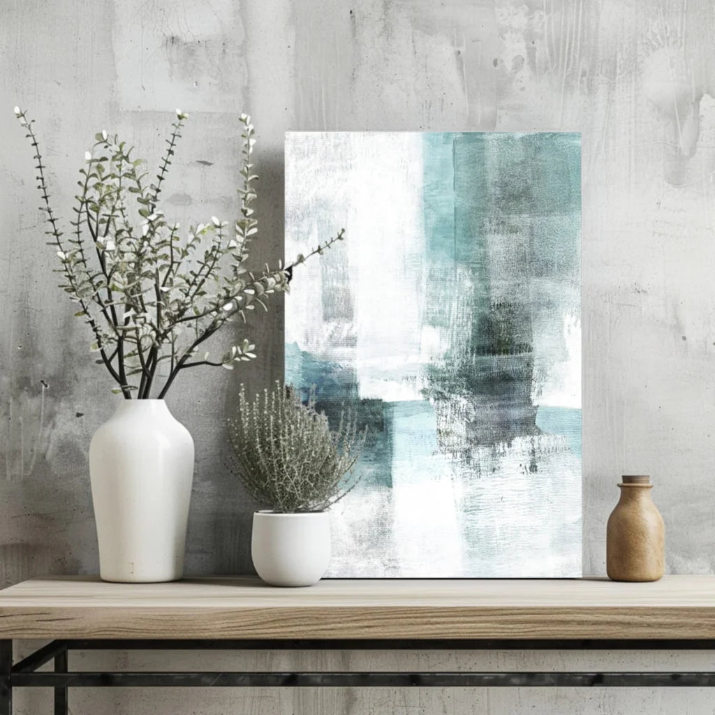 Stunning Teal Abstract Insigne Aluminum Prints for Modern Homes | Glass Wall Art Print | vintageantiquesgifts.com