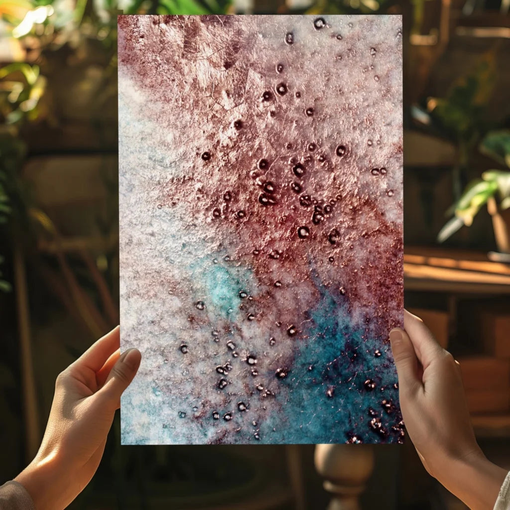 Insigne aluminum prints: abstract marbled art in red, blue, white