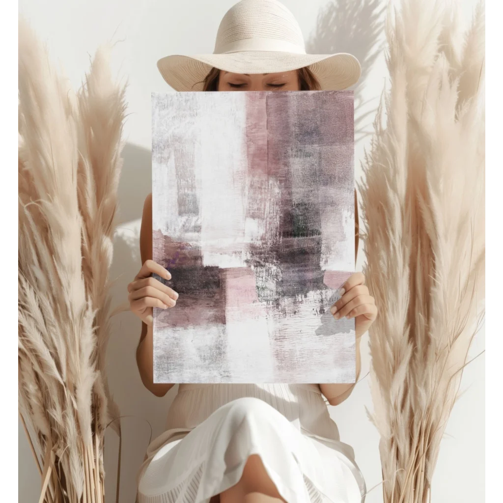 Insigne aluminum 16x11 inch print with minimalist pink and gray abstract