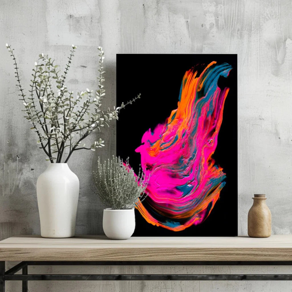 Neon Swirl Insigne Aluminum Print Electrifies Your Walls | Glass Wall Art Print | vintageantiquesgifts.com
