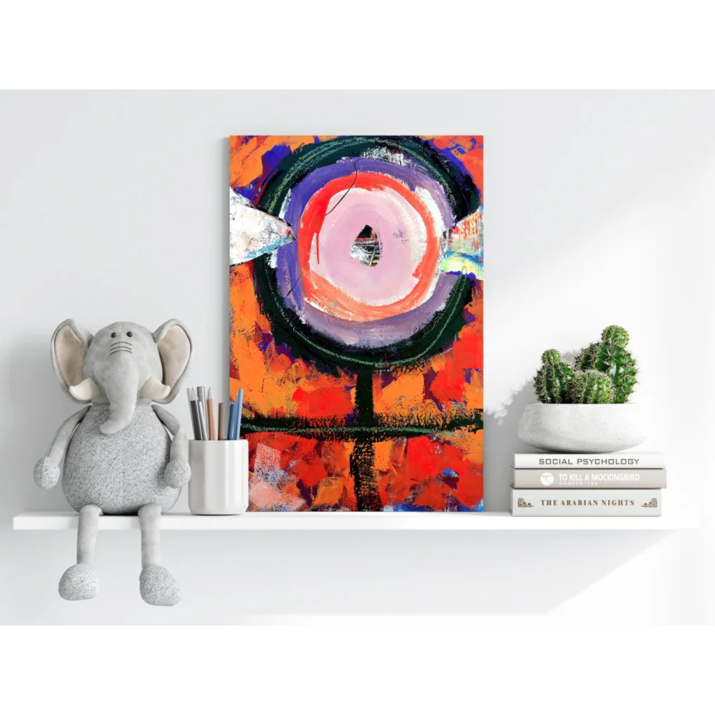 Vibrant concentric circles on Insigne aluminum print