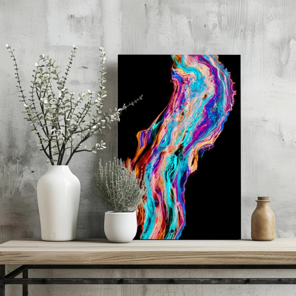 Insigne Aluminum Prints Swirling Teal Magenta Abstract Art | Glass Wall Art Print | vintageantiquesgifts.com