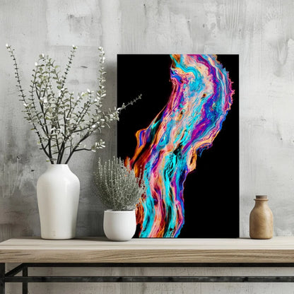 Insigne Aluminum Prints Swirling Teal Magenta Abstract Art | Glass Wall Art Print | vintageantiquesgifts.com