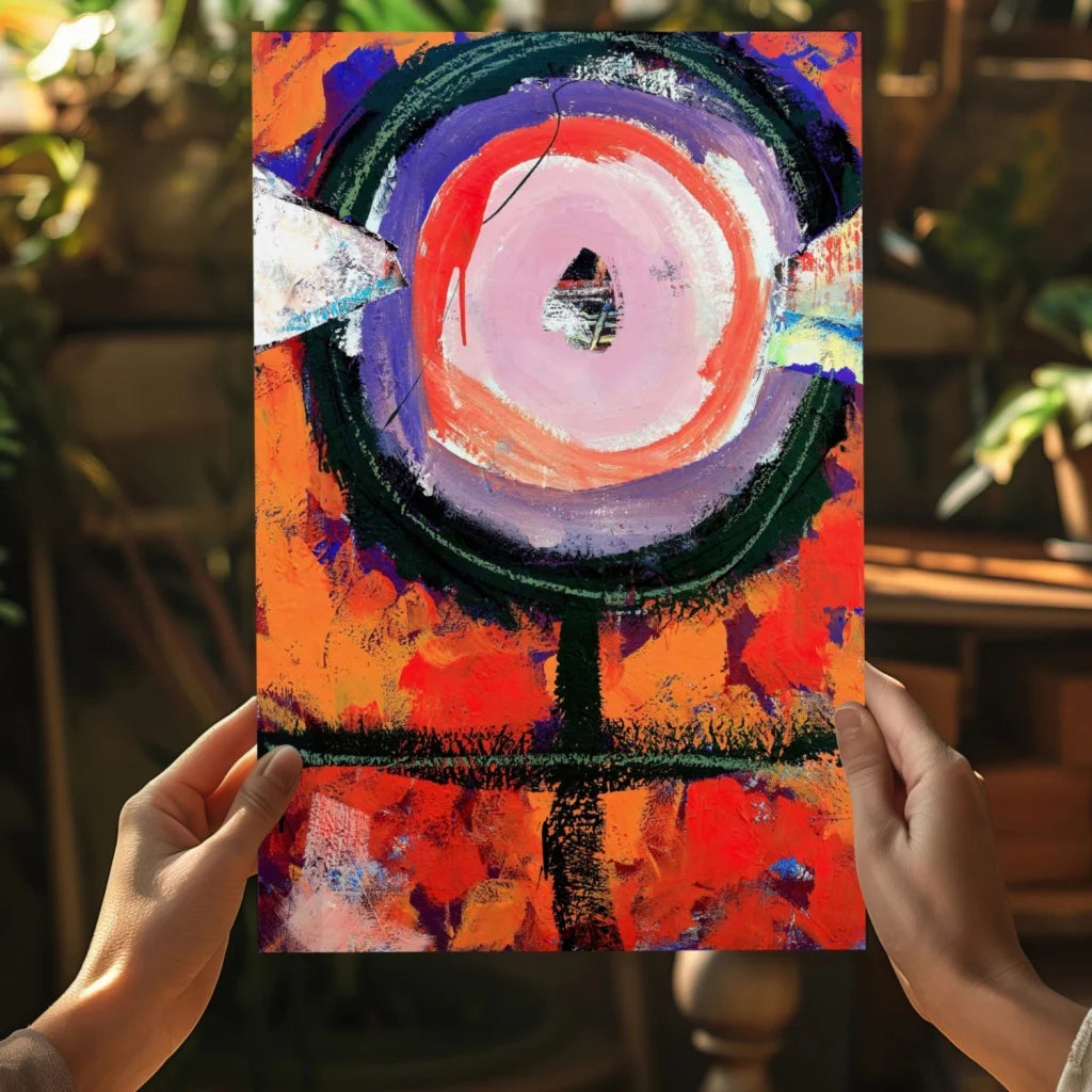 Vibrant concentric circles in red, purple, pink on Insigne Aluminum Prints