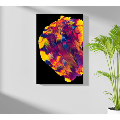 Vibrant cosmic swirl insigne aluminum print in yellow, purple, blue