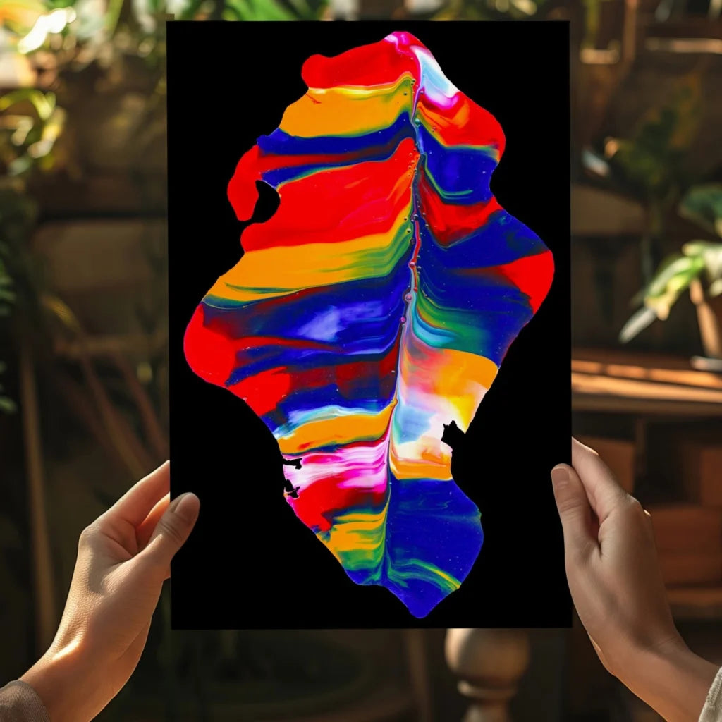 Vibrant swirling rainbow abstract on insigne aluminum print