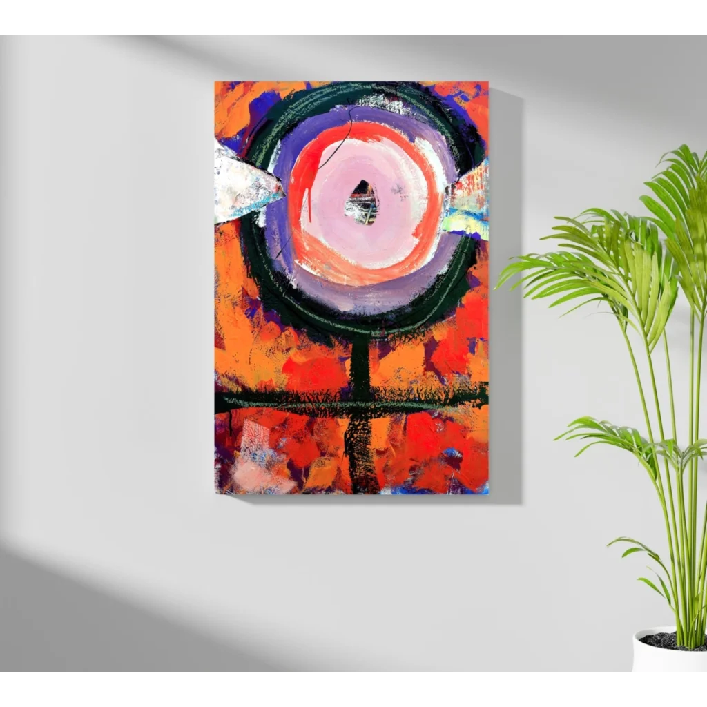 Vibrant concentric circles in pink, purple, orange on Insigne Aluminum Prints