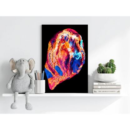 Vibrant swirling colors insigne aluminum print on black background