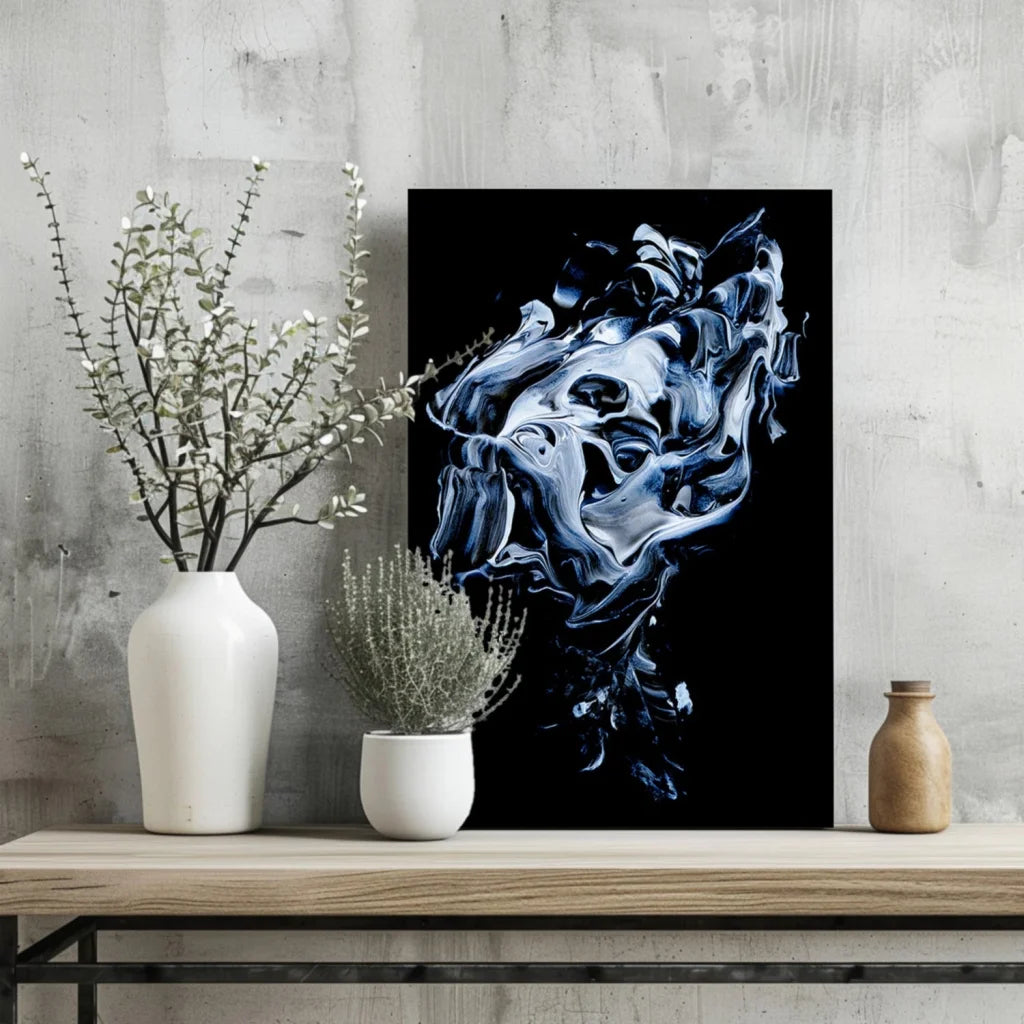 Insigne Aluminum Prints with Swirling Silver Abstract Design | Glass Wall Art Print | vintageantiquesgifts.com