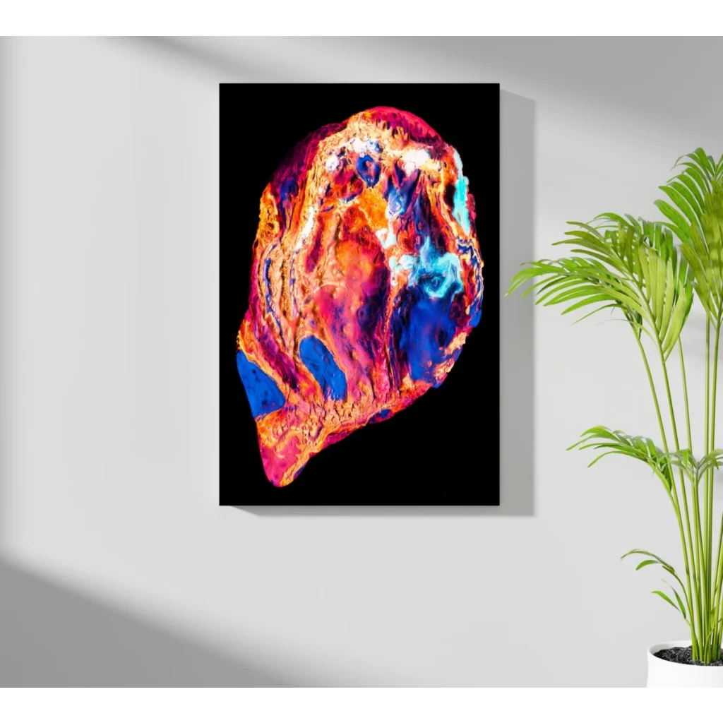 Vibrant swirling hues on insigne aluminum print for bold walls