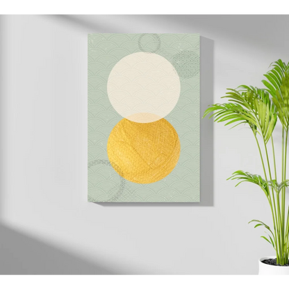 Stunning gold and cream circles insigne aluminum print on sage green background