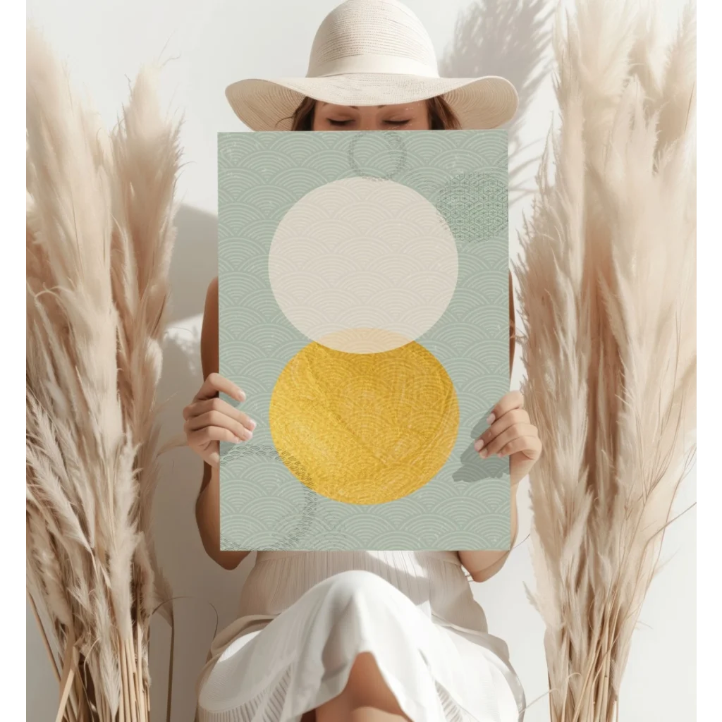 Stunning gold and cream circles insigne aluminum print with overlapping design