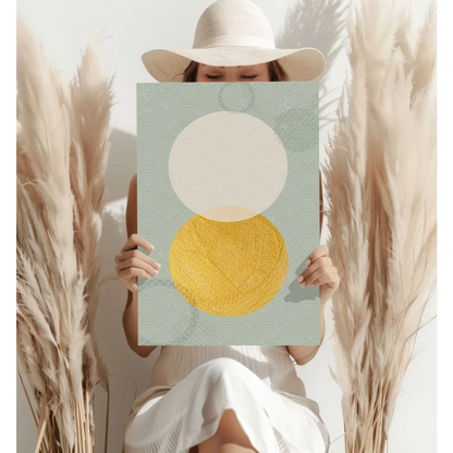 Stunning gold and cream circles insigne aluminum print with overlapping design