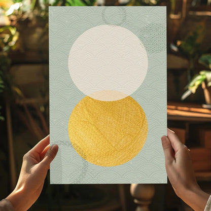 Stunning gold and cream circles insigne aluminum print with minimalist abstract overlapping design