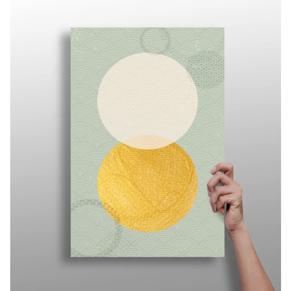 Stunning gold and cream circles on insigne aluminum print