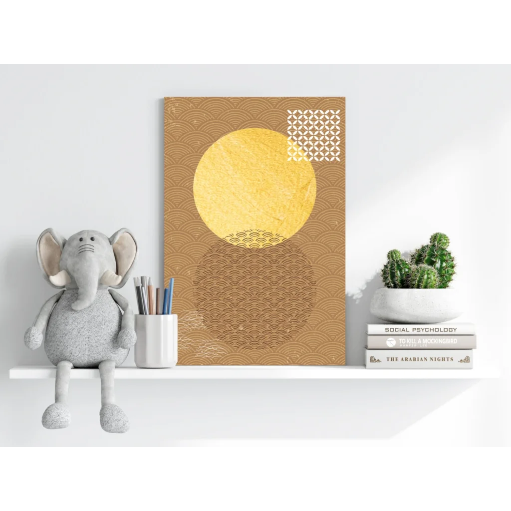Insigne aluminum prints golden wave circle wall art with textured circle