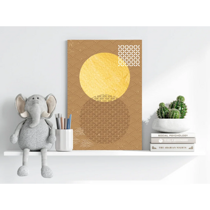 Insigne aluminum prints golden wave circle wall art with textured circle