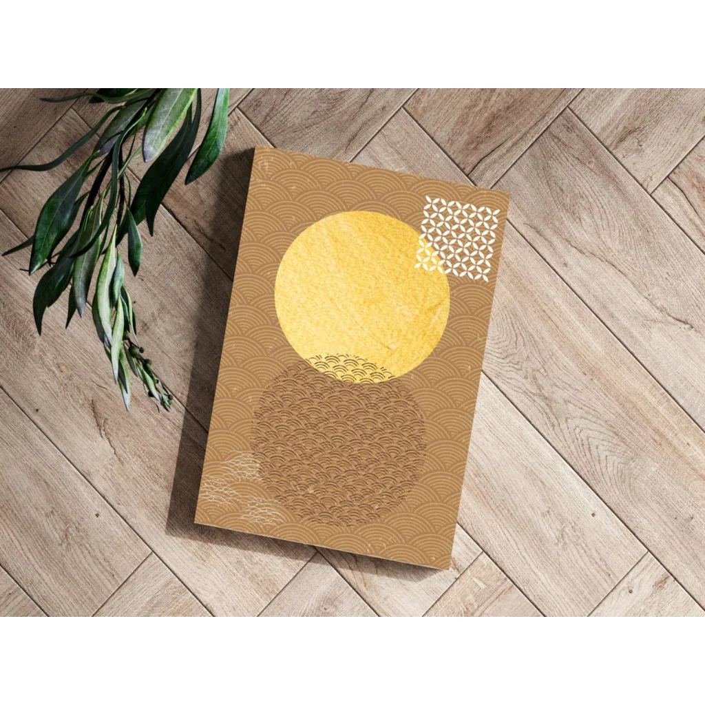 Insigne aluminum prints with gold wave circle minimalist wall art