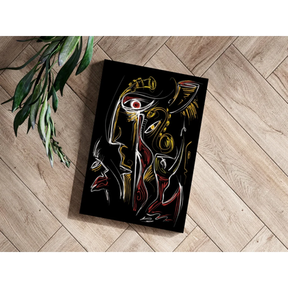 Stunning Abstract Face Insigne Aluminum Prints in Gold and Red | Modern Wall Art Decor | vintageantiquesgifts.com