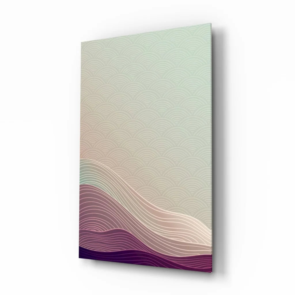 Pastel Wave Glass Wall Art with Dreamy Purple Mint Gradient | Insigneart USA | vintageantiquesgifts.com