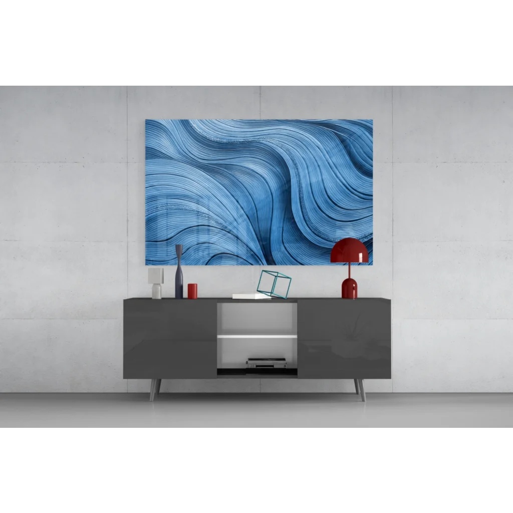 Stunning blue wave abstract canvas wall art for modern spaces