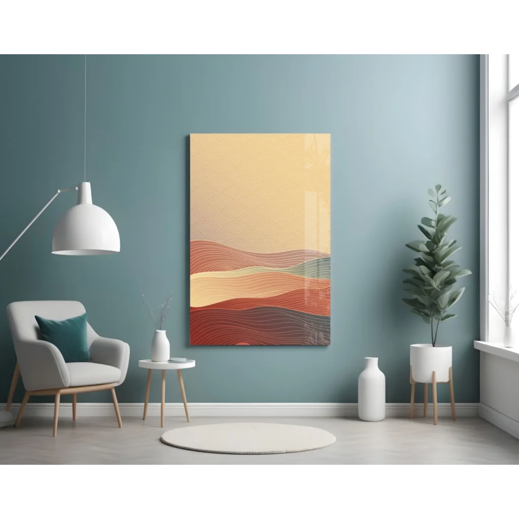 Flowing Waves Abstract Glass Wall Art in Warm Earth Tones | Contemporary Home Wall Art | vintageantiquesgifts.com
