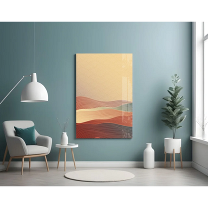 Flowing Waves Abstract Glass Wall Art in Warm Earth Tones | Contemporary Home Wall Art | vintageantiquesgifts.com