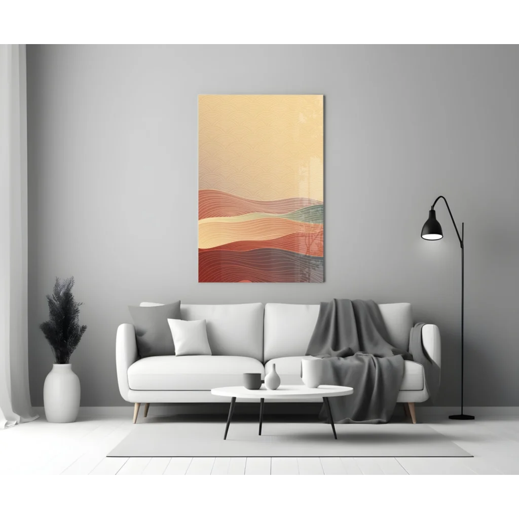 Flowing Waves Abstract Glass Wall Art in Warm Earth Tones | Modern Wall Art Decor | vintageantiquesgifts.com