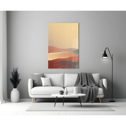 Flowing Waves Abstract Glass Wall Art in Warm Earth Tones | Modern Wall Art Decor | vintageantiquesgifts.com
